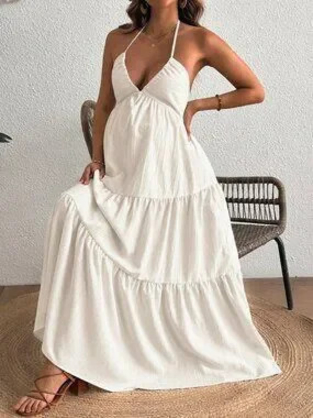ZARA Apricot Boho Women's Backless maternity Maxi Dress